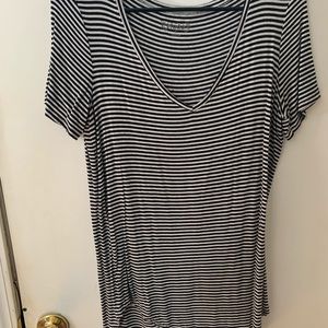 Black and White Striped V neck